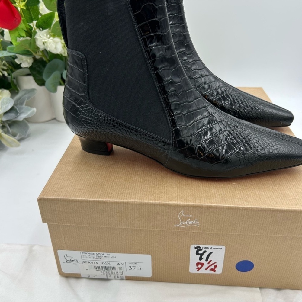 Women’s Christian Louboutin PROMIDAVOL 35 croc effect leather Chelsea boots 37.5 - Picture 3 of 12